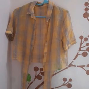 Amazing Yellow Crop Shirt With Knot To Tie