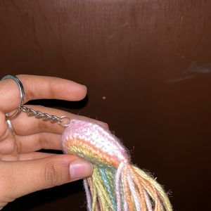 Crochet Rainbow Keychain