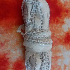 White Colour Lace With Beads...