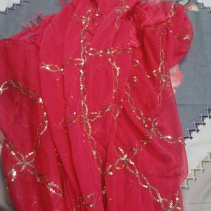 Women Embroidered Pink Colour Dupatta