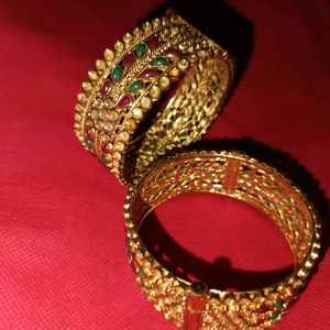 One Gram Gold Plated Kundan Design Kangan