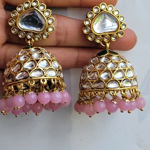 Light Pink Kundan Jhumka Set No.8