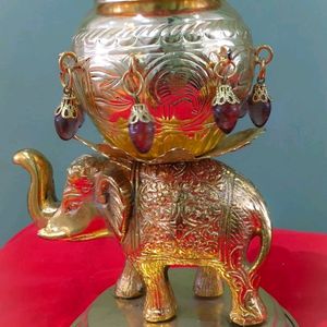 Brass Elephant With Kalash & Nariyal 🐘✨