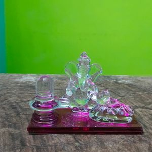 #New# Glass Idol Of  Lord Ganesh,Shivling With Nan