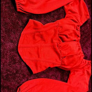 Price Drop Valentine Special Red Off Shoulder Crop