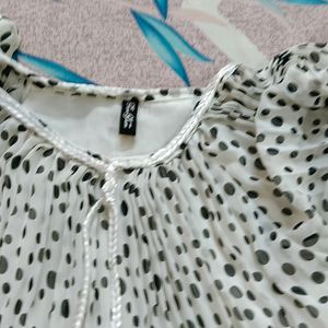 Black & White Polka Dot Top For Girls