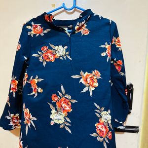 Floral Print Blue Top