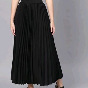 DL Fashion Solid Women Pleated Black Skirt