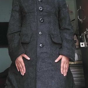 Solid Full Sleeve Overcoat For Women