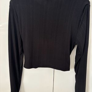 H&M Divided Full Sleeves Black Crop Top