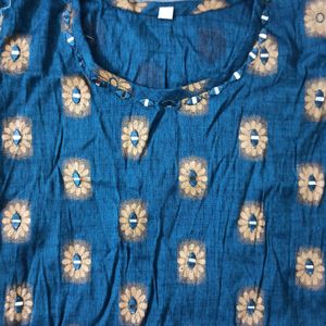 Blue Kurti Straight Kurta Size Medium