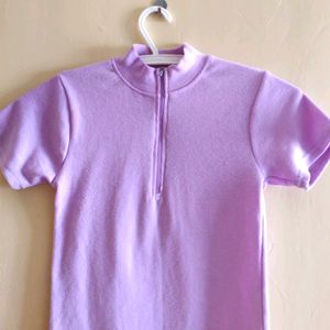 Cute Lavendar Zip-up Fitted Top