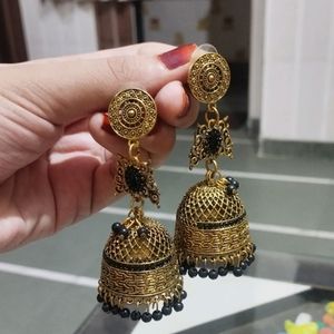 Oxidized Golden & Black Jhumka