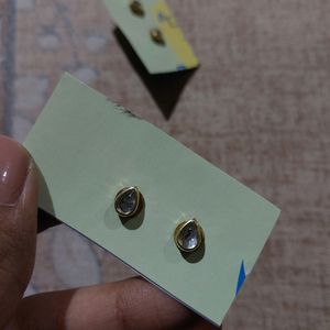 Handmade Kundan Stud Earrings  2 Pairs