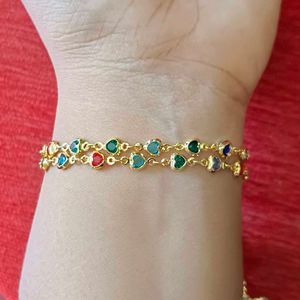 Gold Plated Stone Work Anklet