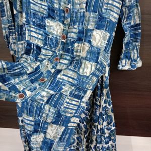 Elegant Blue Gray Double Sides Kurti