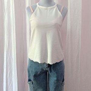 Halter Neck Casual White Top🤍