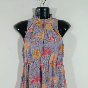 Lavender Printed Gown For Women's