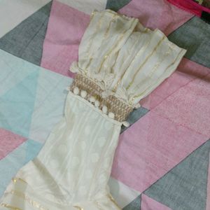 White Dress With Golden Design