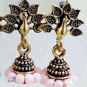 6 Piece Oxidised Gold Jhumka Jhumki Pearl Earrings