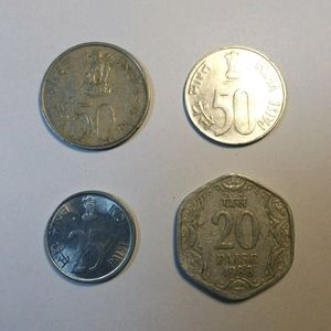 Old Indian Currency Coins 50p 25p 20p