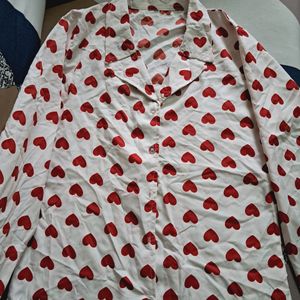 Heart Print White Shirt