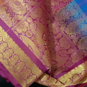 New Silk Cotton Saree -No Blouse-Multi Colour