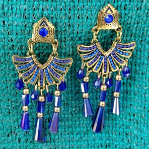 Golden And Blue Colour Earrings.