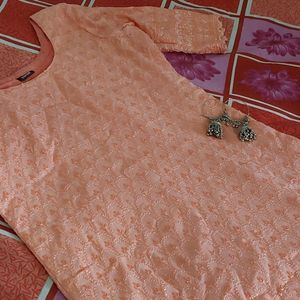 Chikankari Pink Kurti