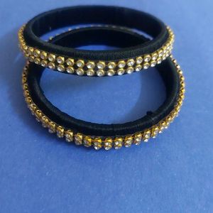 Stunning Black Silk Thread Bangles