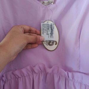 Lavender Puff Sleeves Dress