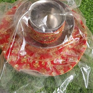 Krwa Chauth Steel Thali, Chalni And Lota