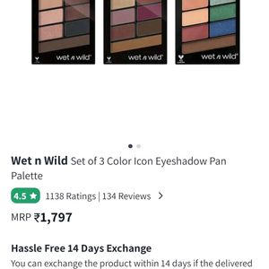 Wet n Wild Color Icon Eyeshadow 10 Pan Palette x3