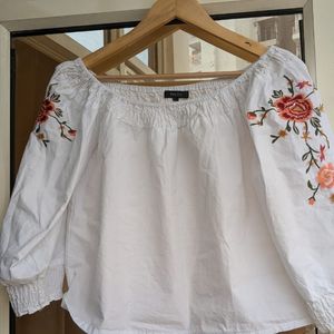 White Embroidered Top For Sale