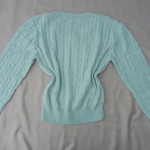 New Sea Green Korean Wool Crop Sweater