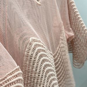 Peach Net Flated Transparent Cute Top