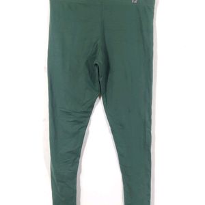 Green Plain Ankle Length Leggings (Women's)