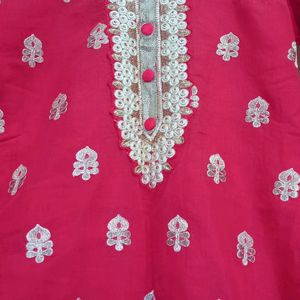 Red Chanderi Silk Kurta