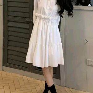 Women Button Front Collar Shirt Dress🤍