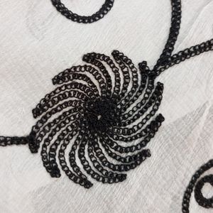 White Dupatta Black Embroidery