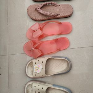 Chappals - 3 Pair ( Cream One Is Used Has Defect)