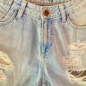 AJIO washed denim shorts