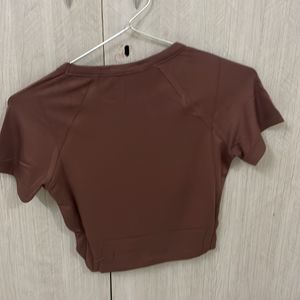 Activewear Brown Crop Tee