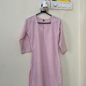 Chikan kari Pastel Pink Kurta