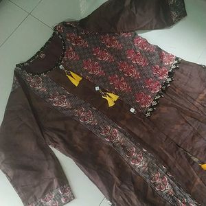 Brown Colour Frock Style Kurti