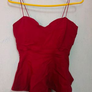 Super hot maroon noodles strap padded top