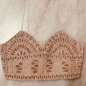 String Embroidery Crop Top