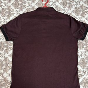 Indigo nation Henley Neck Burgundy Tshirt