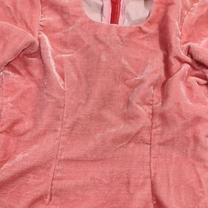 Pink Velvet Blouse For Girls