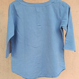 Ethnic Khadi Look Top In Blue Gray